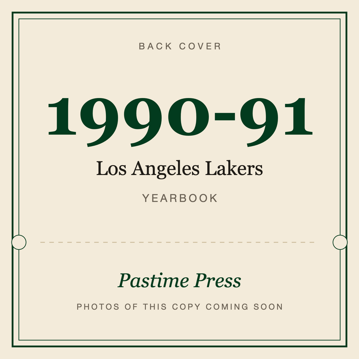 1990-91 Los Angeles Lakers Yearbook, back cover