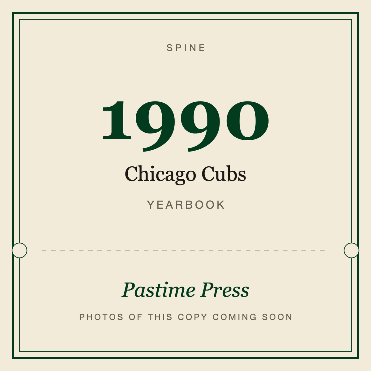 1990 Chicago Cubs Yearbook, spine