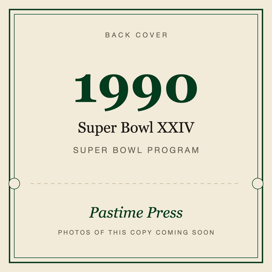 1990 Super Bowl XXIV Program, back cover