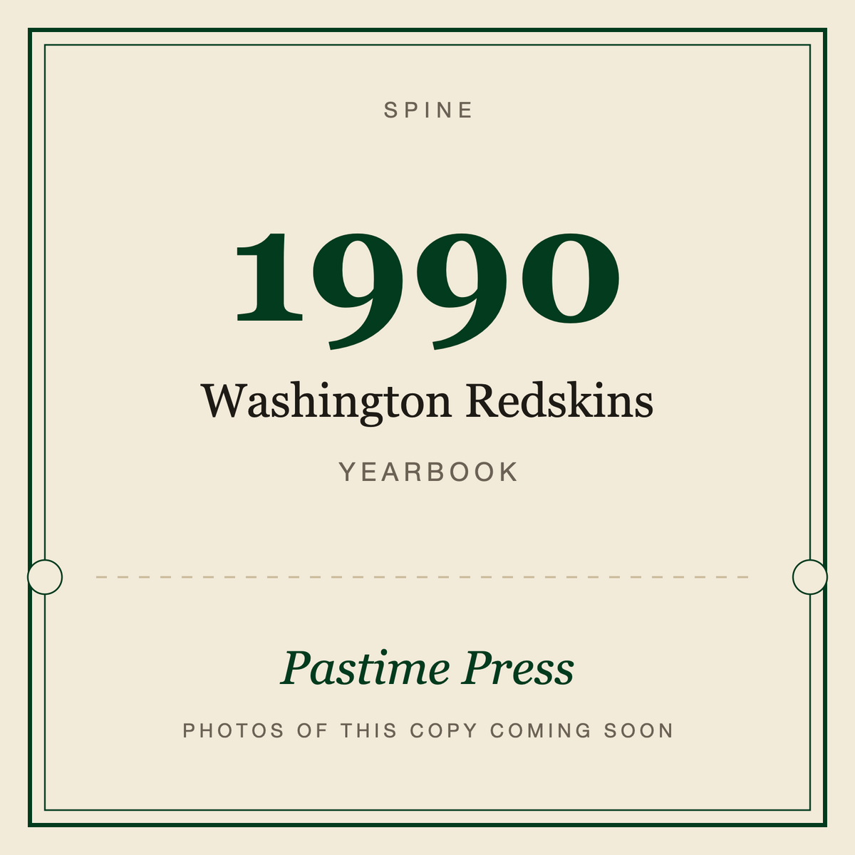 1990 Washington Redskins Yearbook, spine