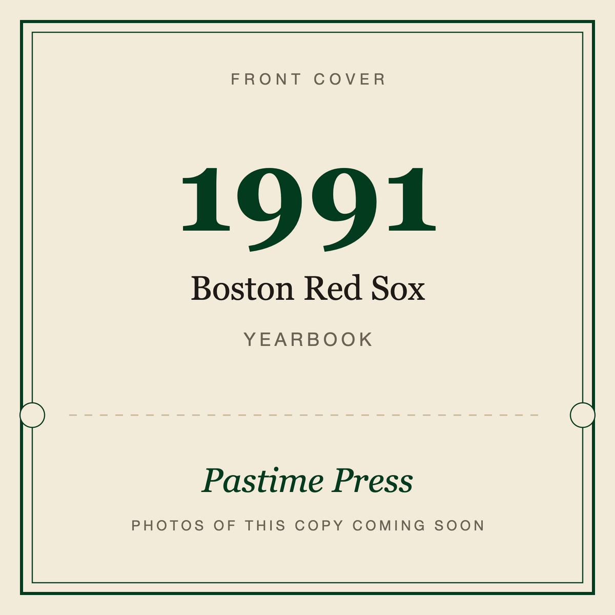 1991 Boston Red Sox Yearbook, front cover