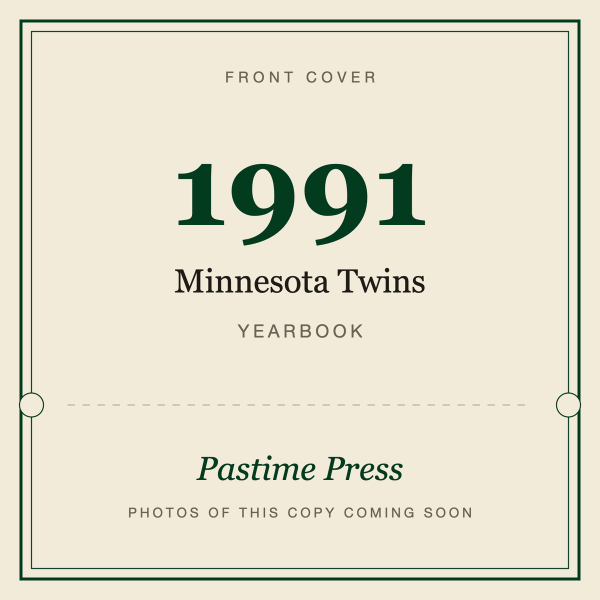 1991 Minnesota Twins Yearbook, front cover