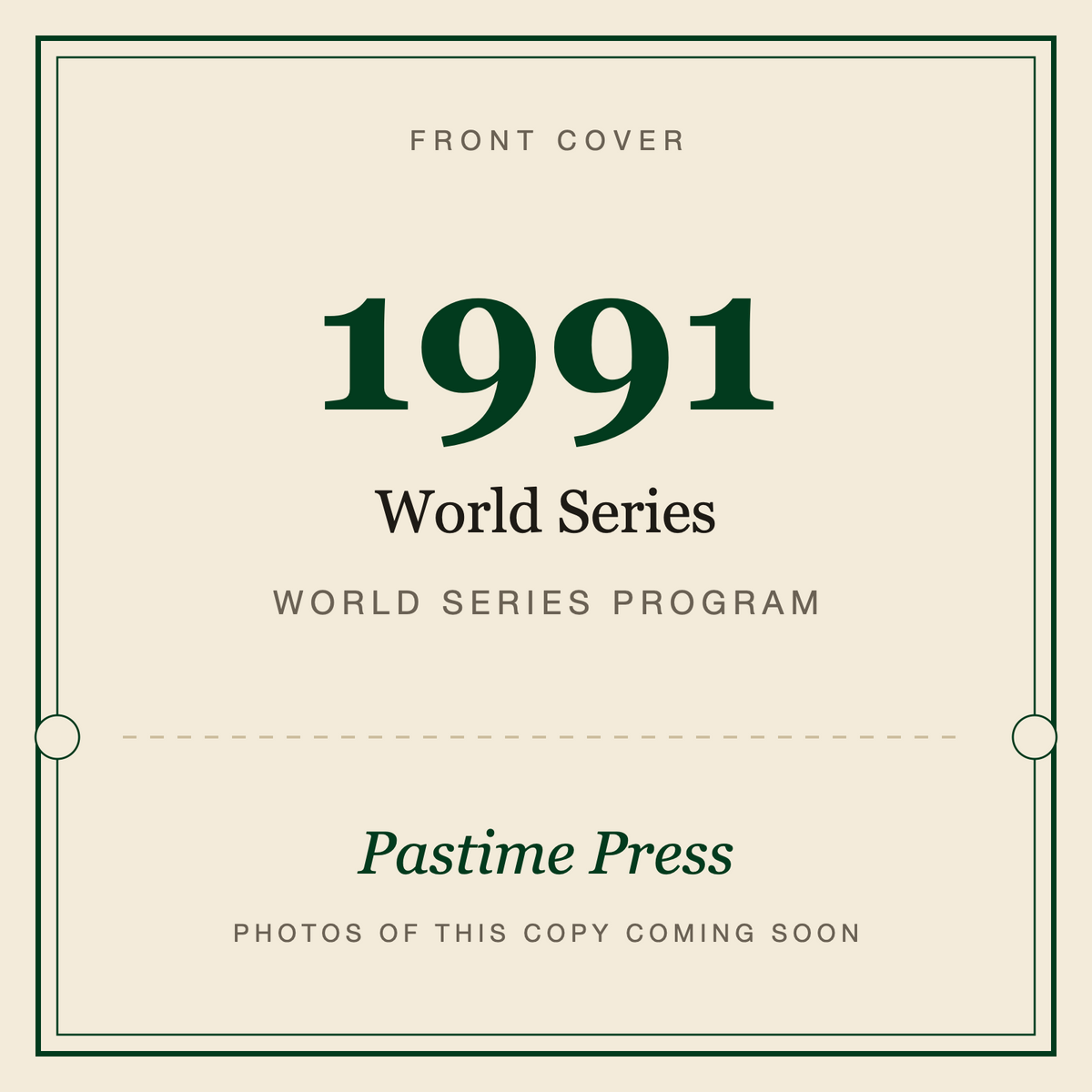 1991 World Series Program, front cover