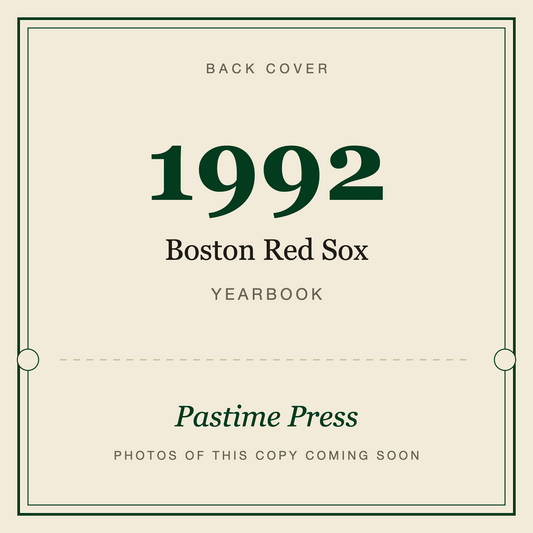 1992 Boston Red Sox Yearbook, back cover