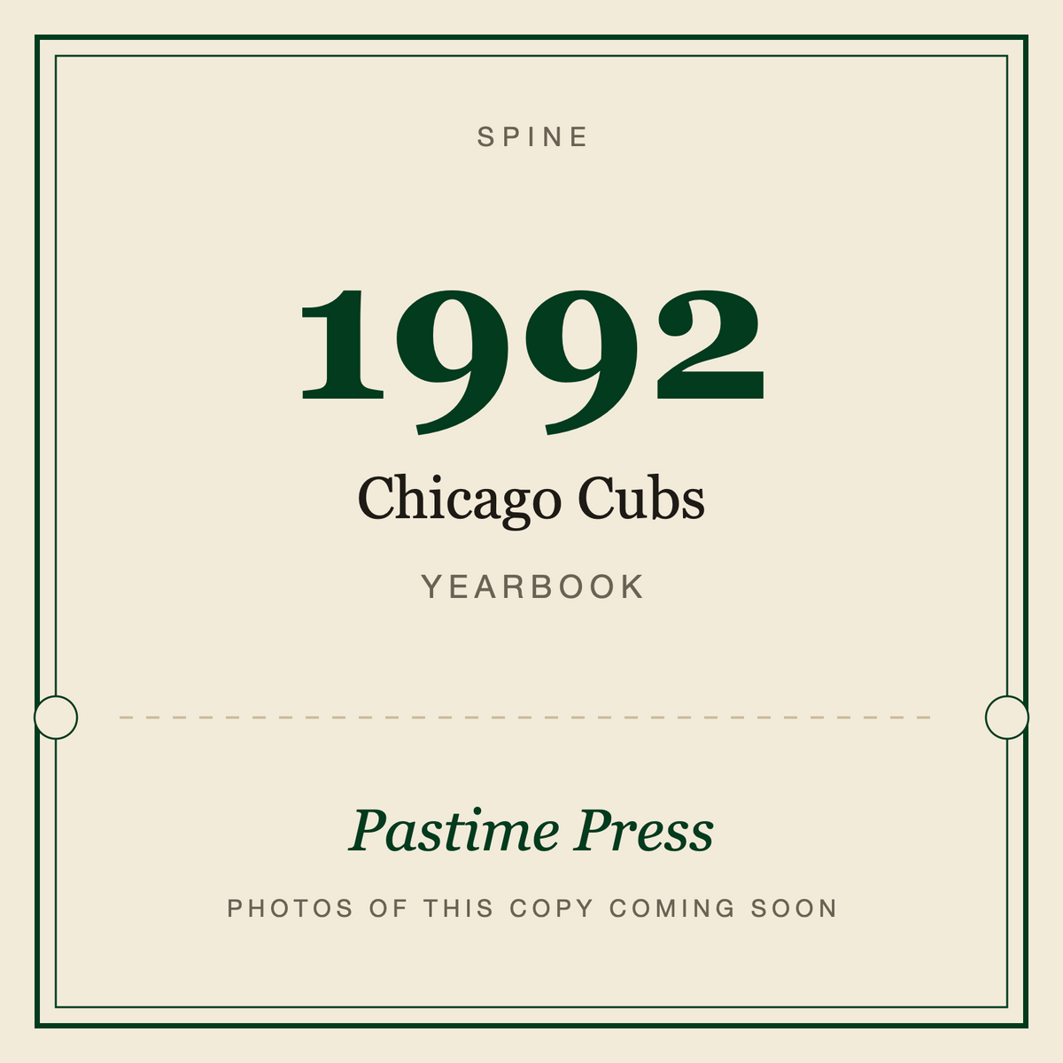 1992 Chicago Cubs Yearbook, spine