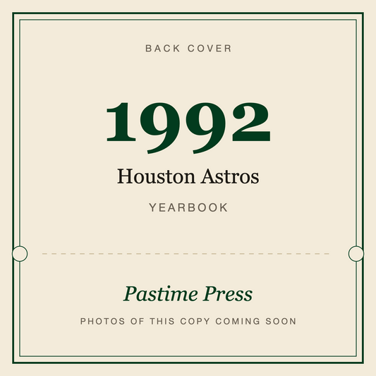 1992 Houston Astros Yearbook, back cover