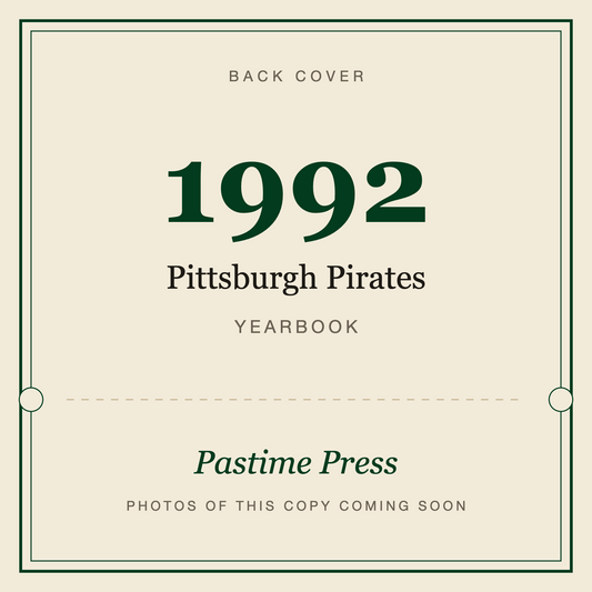 1992 Pittsburgh Pirates Yearbook, back cover