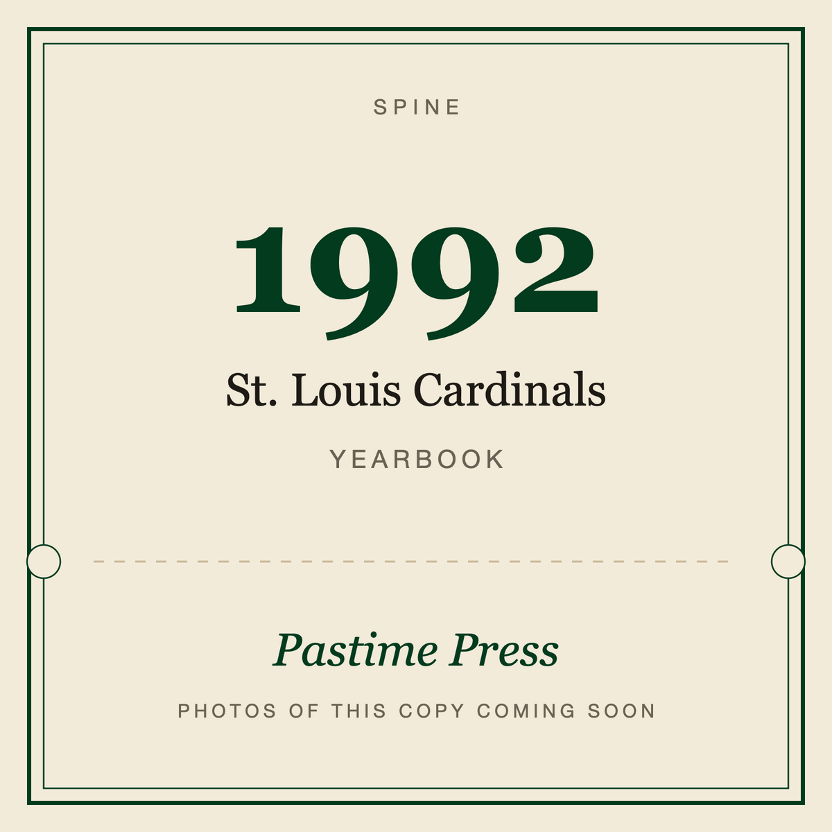 1992 St. Louis Cardinals Yearbook, spine
