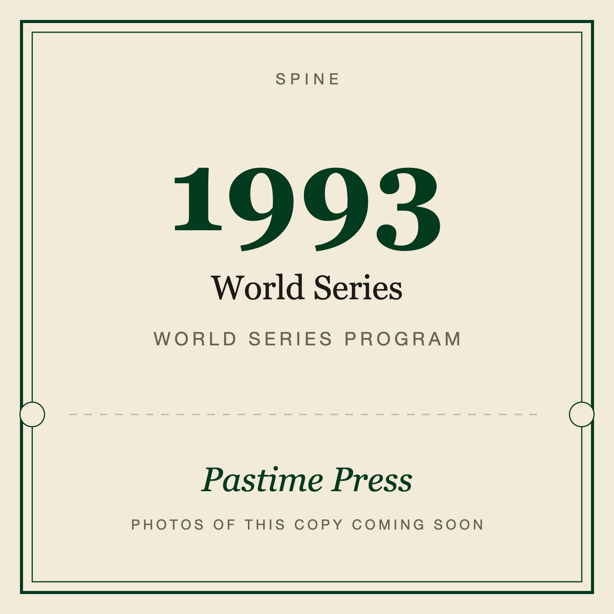 1993 World Series Program, spine