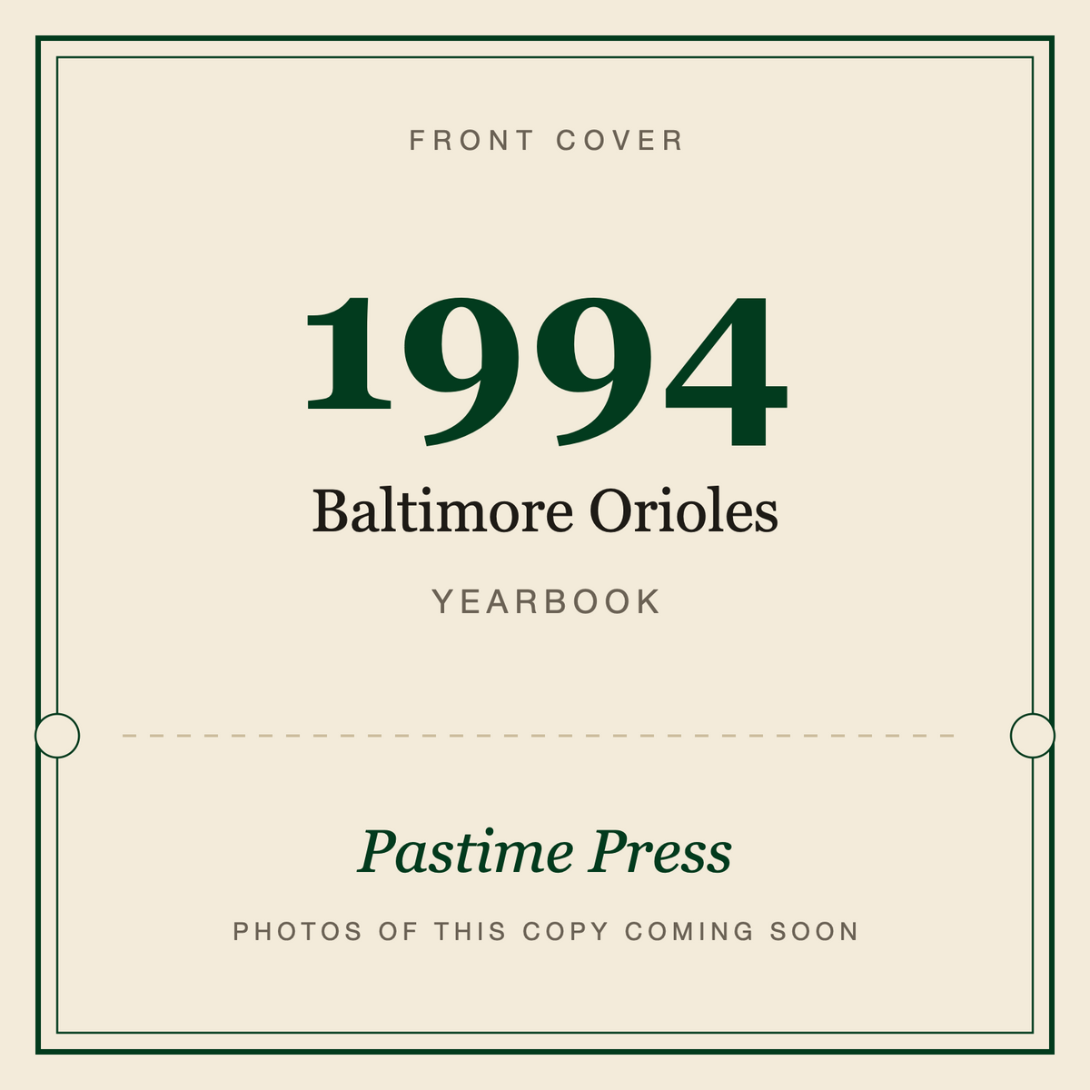 1994 Baltimore Orioles Yearbook, front cover