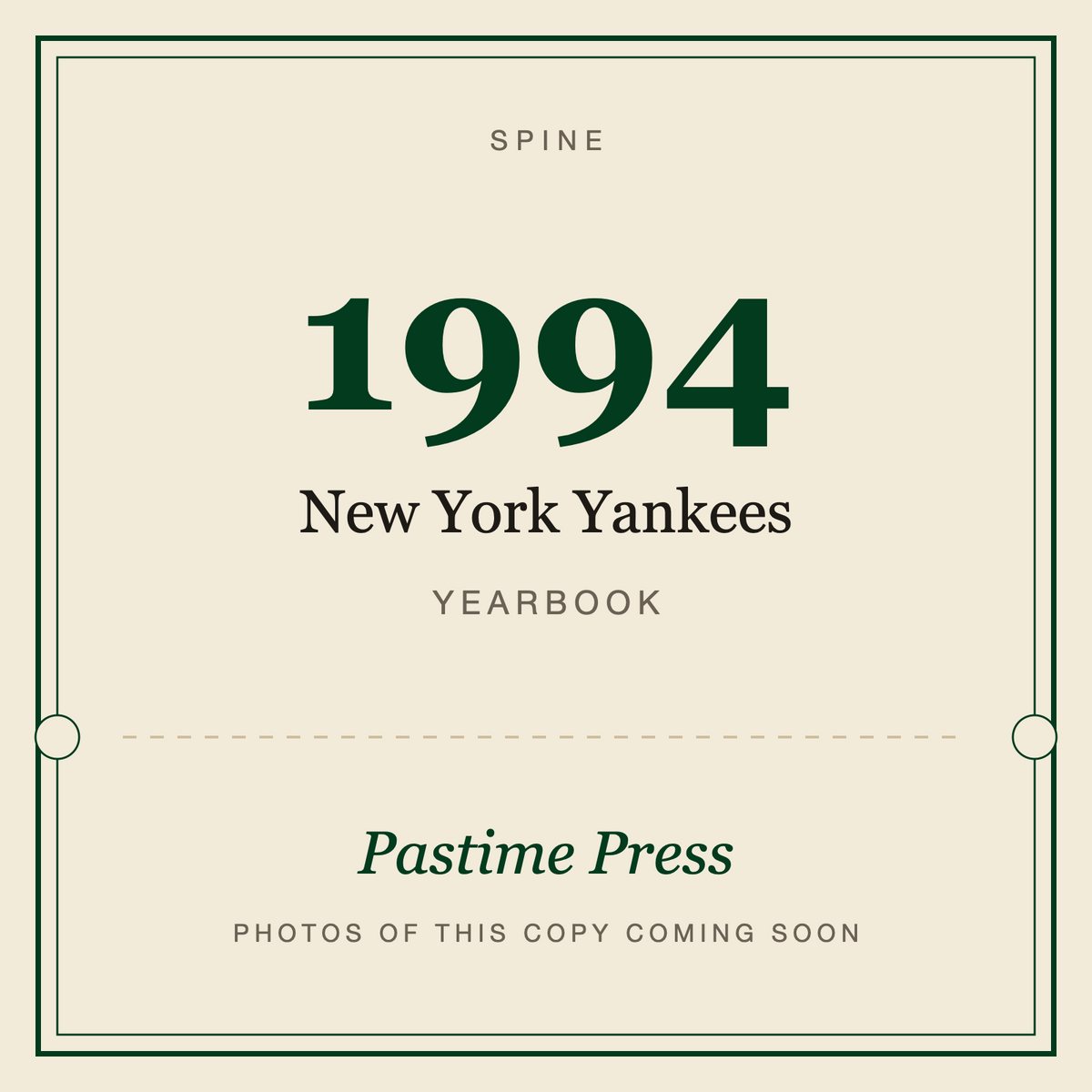 1994 New York Yankees Yearbook, spine