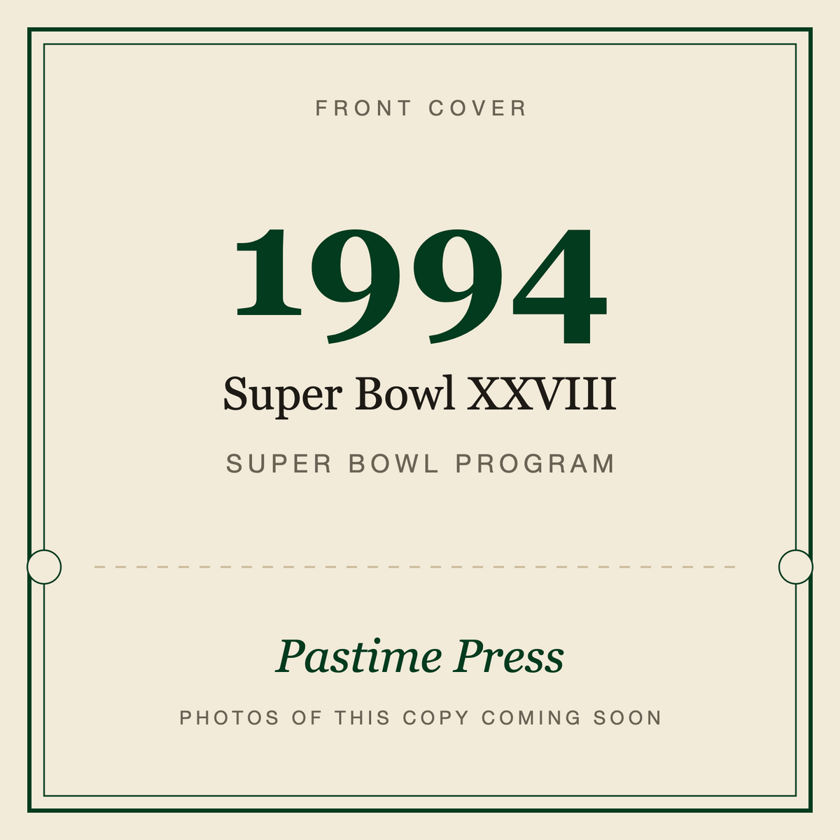 1994 Super Bowl XXVIII Program, front cover