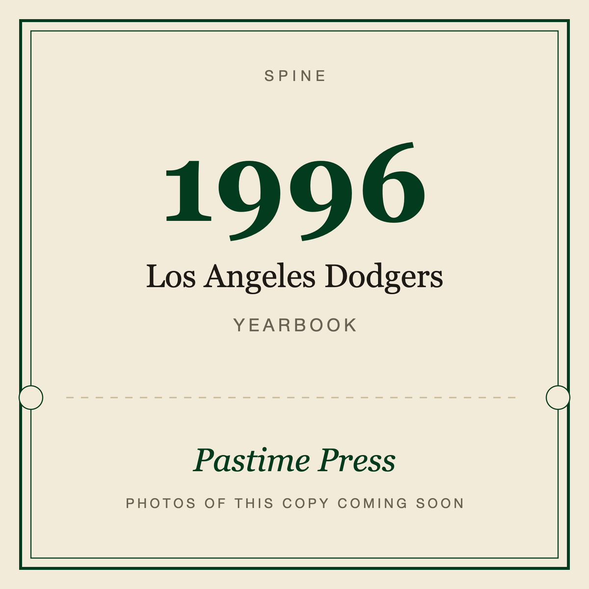 1996 Los Angeles Dodgers Yearbook, spine
