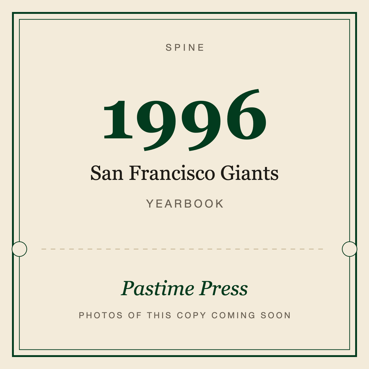 1996 San Francisco Giants Yearbook, spine