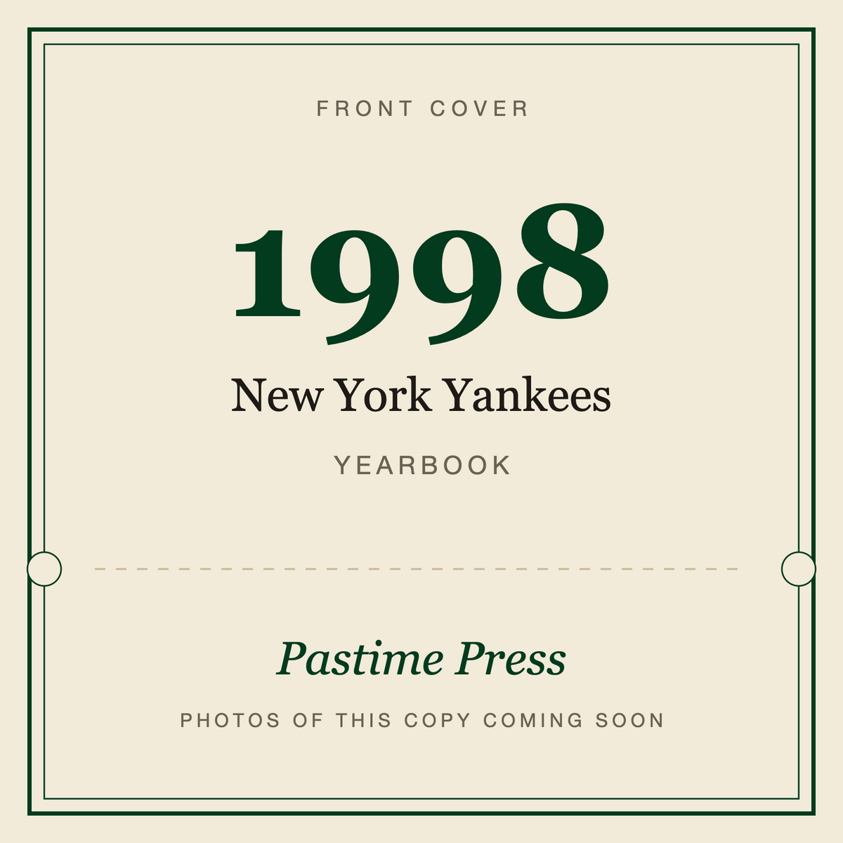 1998 New York Yankees Yearbook, front cover