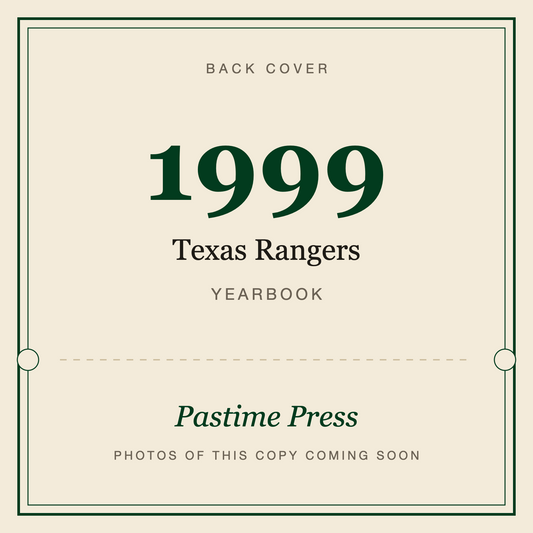 1999 Texas Rangers Yearbook, back cover