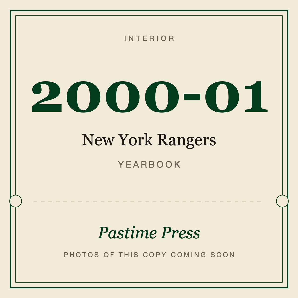 2000-01 New York Rangers Yearbook, interior