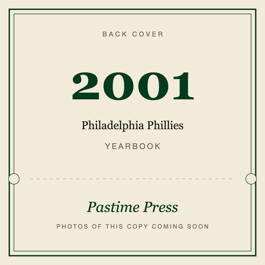 2001 Philadelphia Phillies Yearbook, back cover