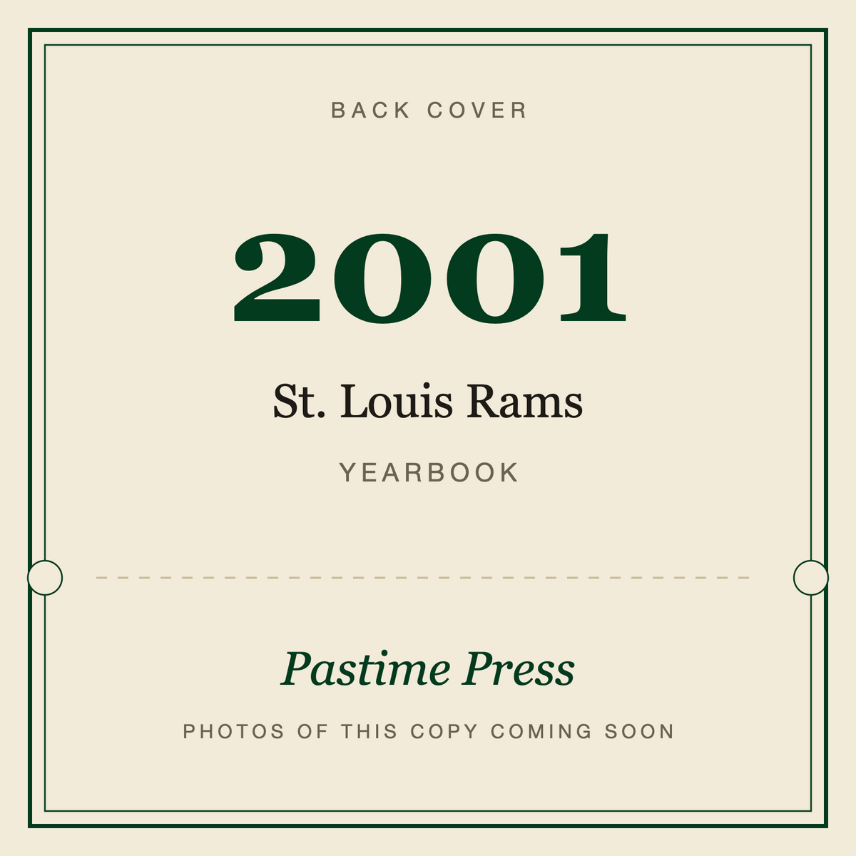2001 St. Louis Rams Yearbook, back cover