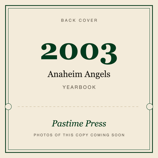 2003 Anaheim Angels Yearbook, back cover