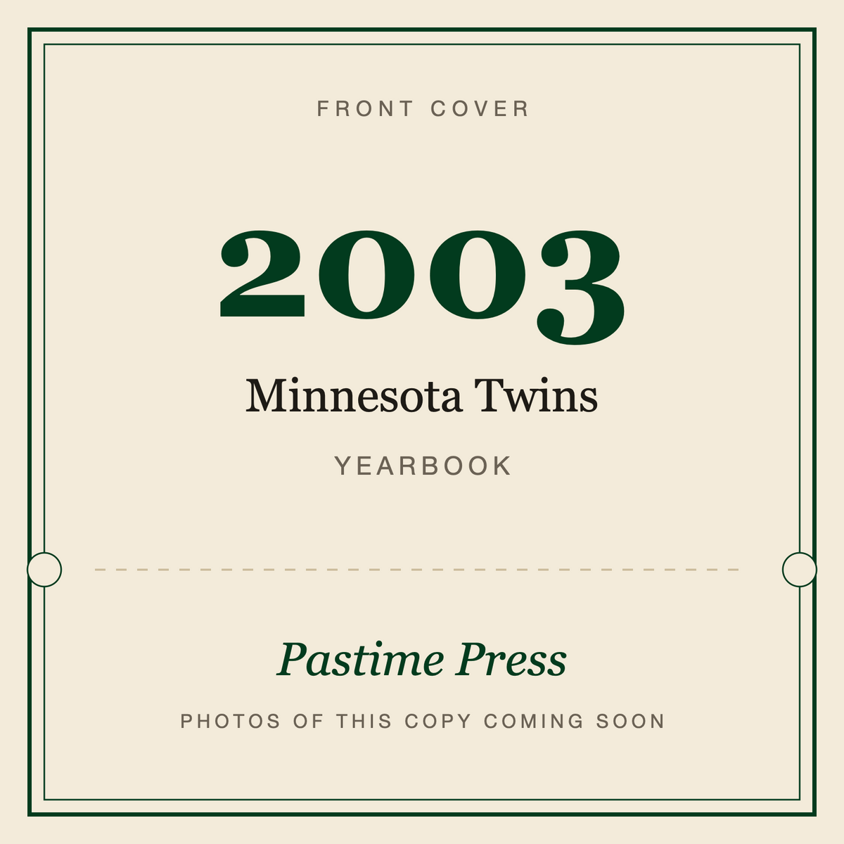 2003 Minnesota Twins Yearbook, front cover