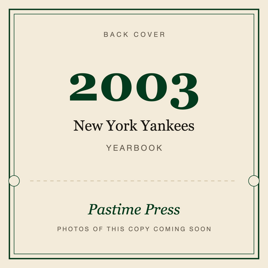 2003 New York Yankees Yearbook, back cover