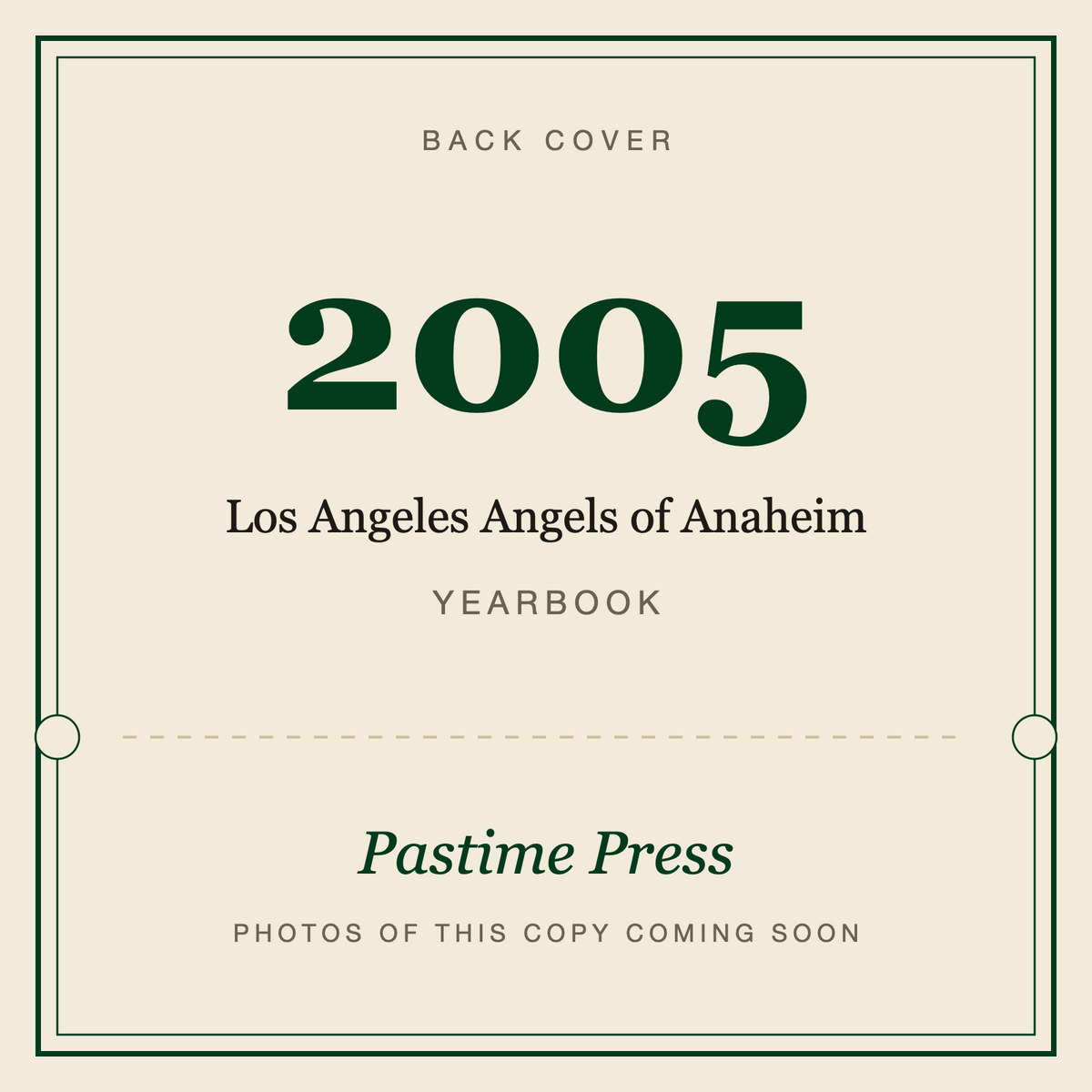 2005 Los Angeles Angels of Anaheim Yearbook, back cover