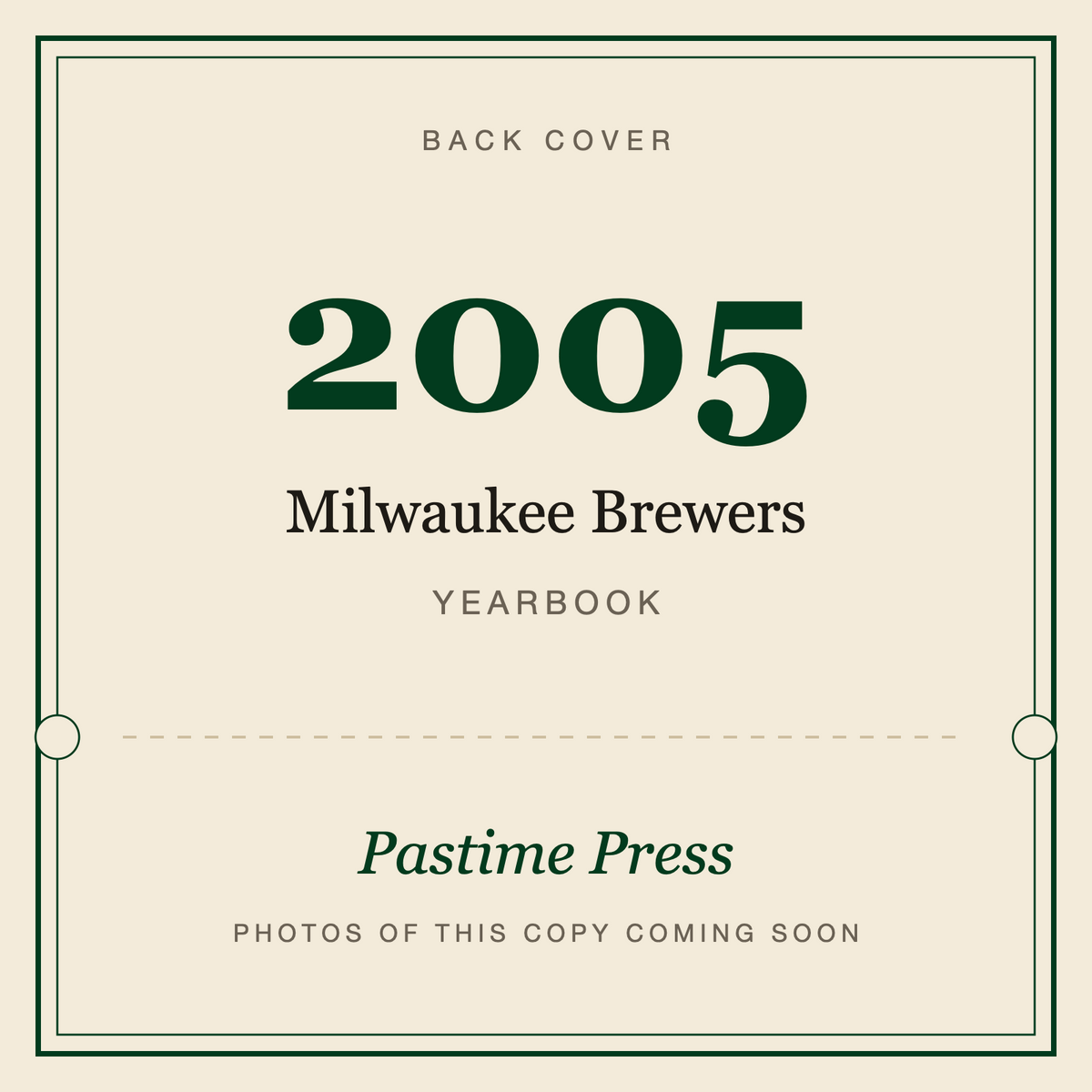 2005 Milwaukee Brewers Yearbook, back cover