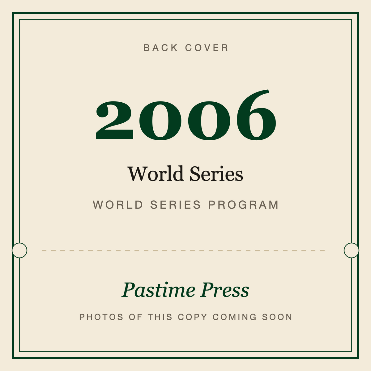 2006 World Series Program, back cover