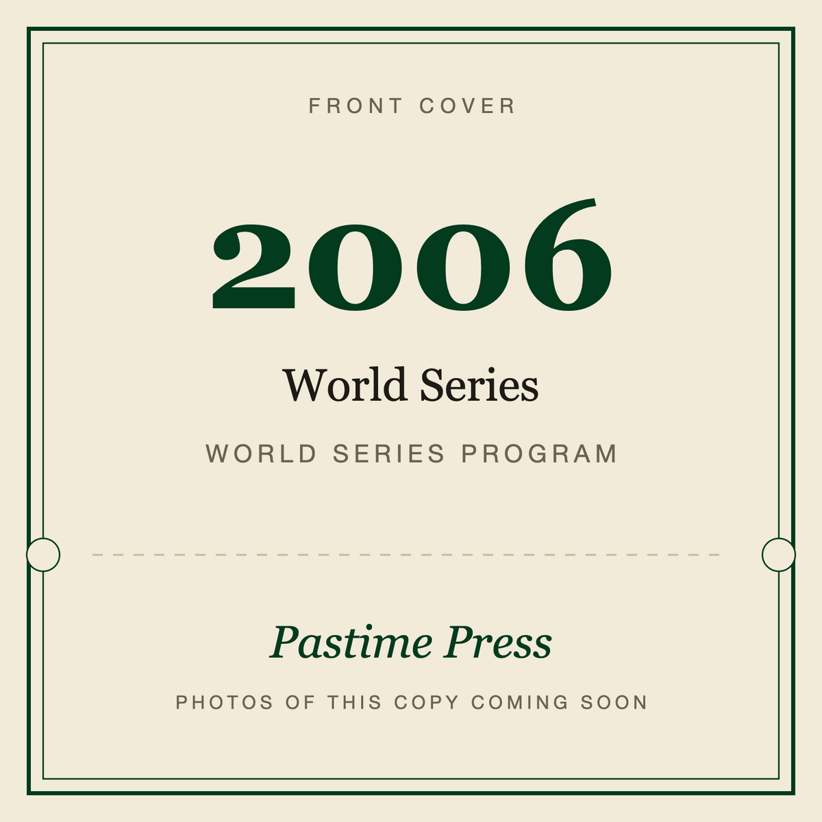 2006 World Series Program, front cover