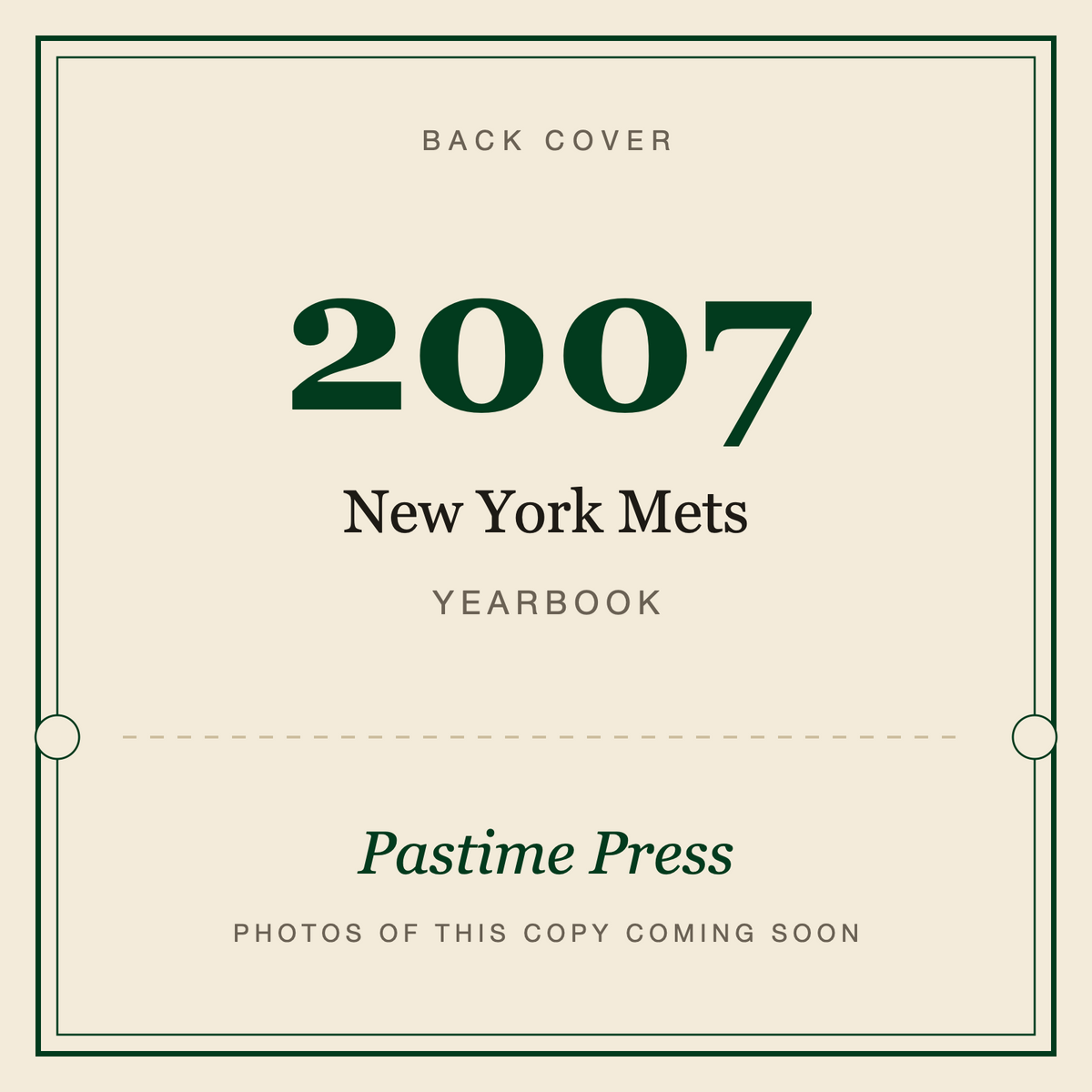 2007 New York Mets Yearbook, back cover