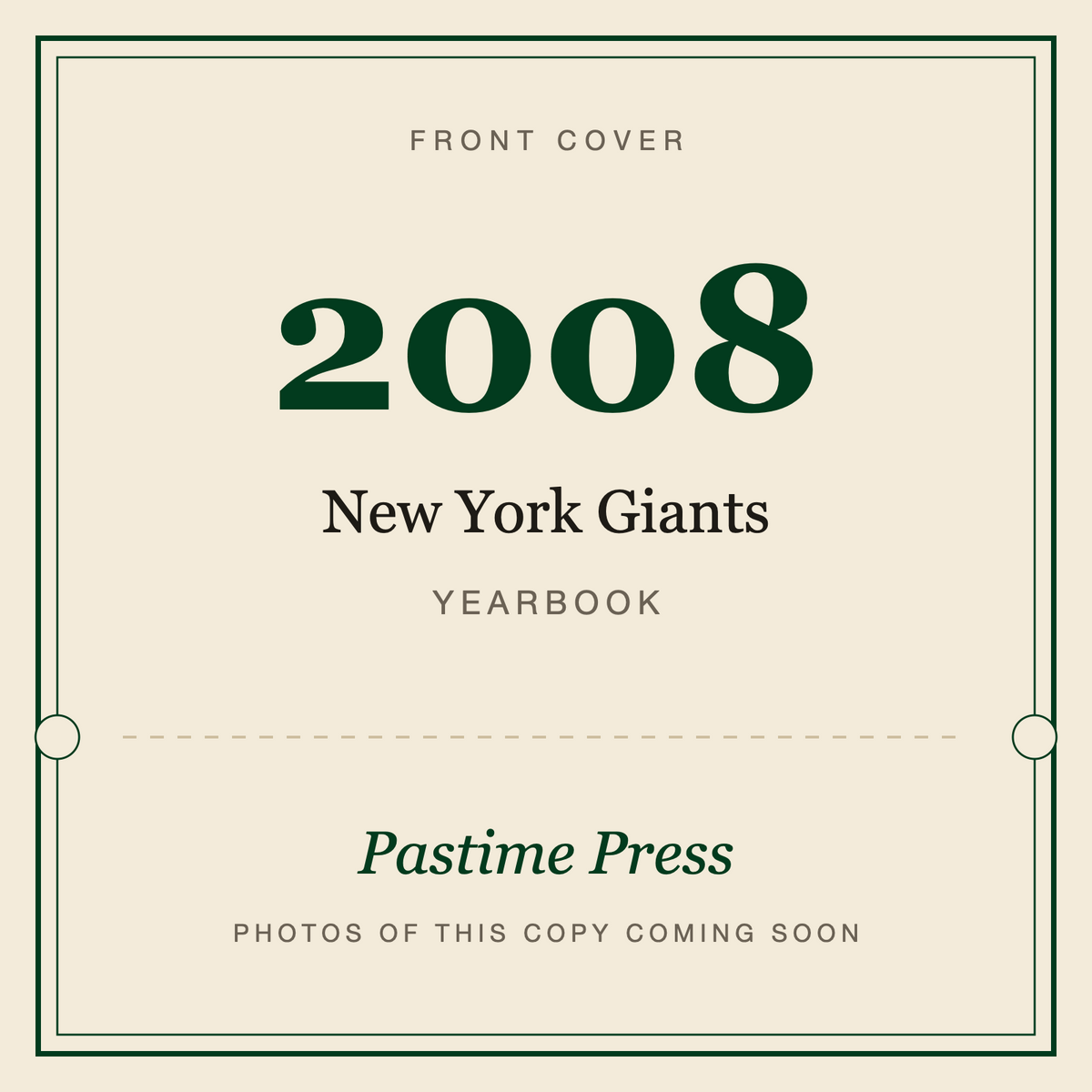 2008 New York Giants Football Yearbook, front cover
