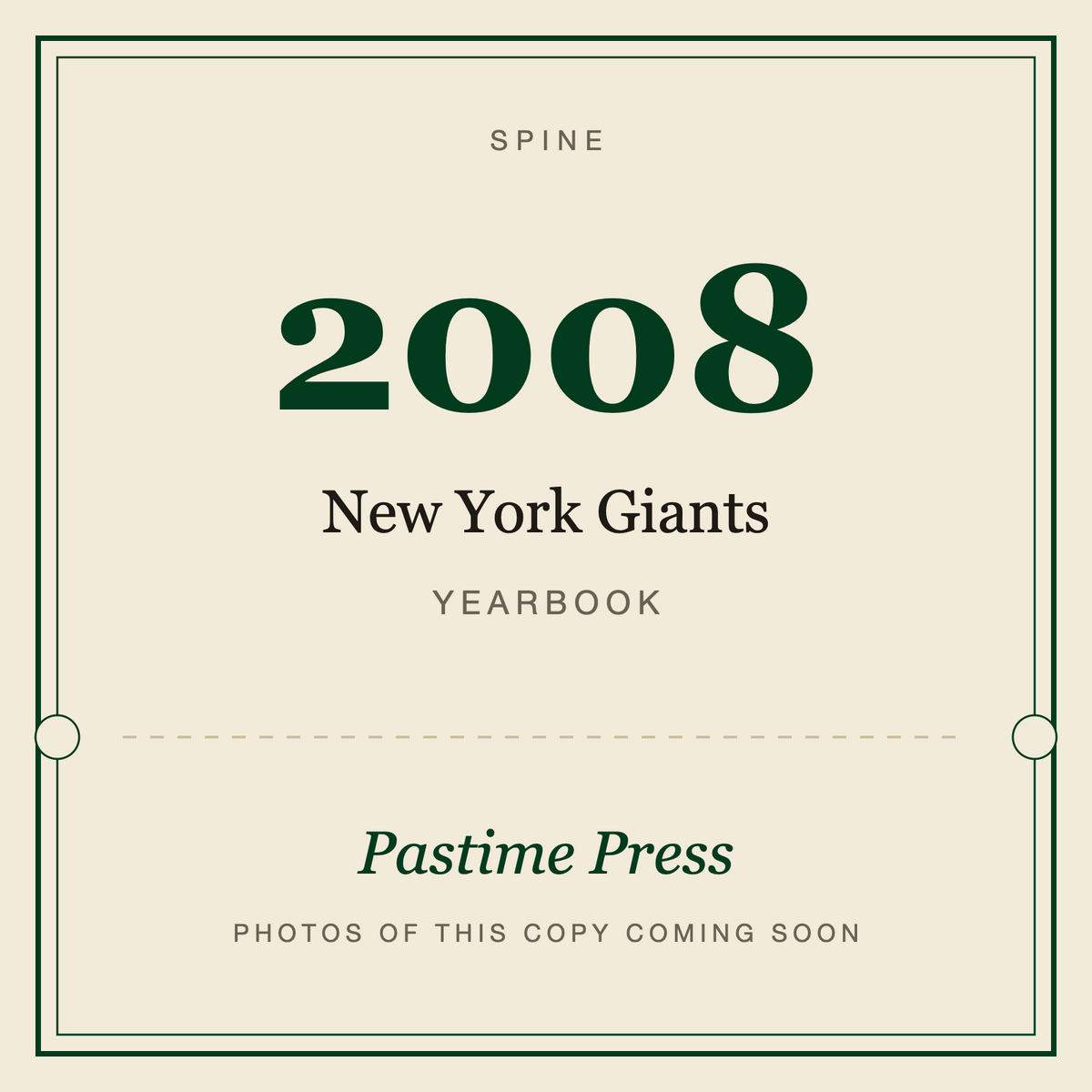 2008 New York Giants Football Yearbook, spine