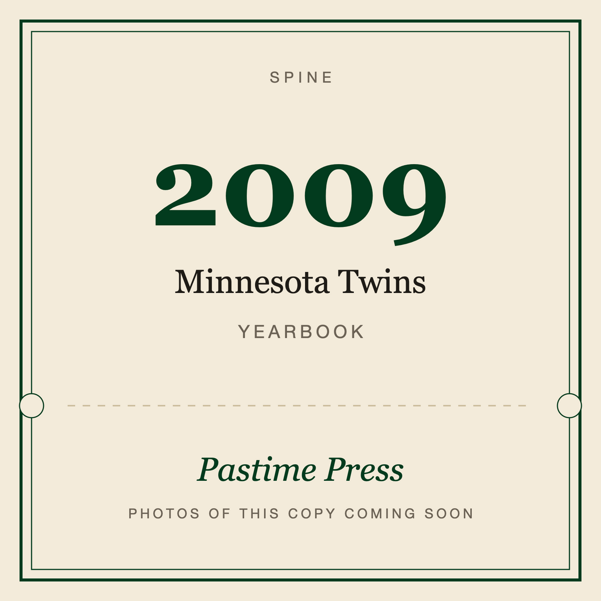 2009 Minnesota Twins Yearbook, spine