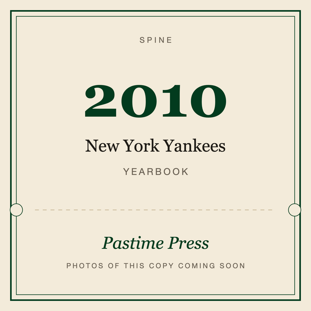 2010 New York Yankees Yearbook, spine