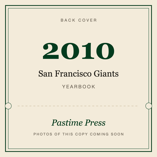 2010 San Francisco Giants Yearbook, back cover