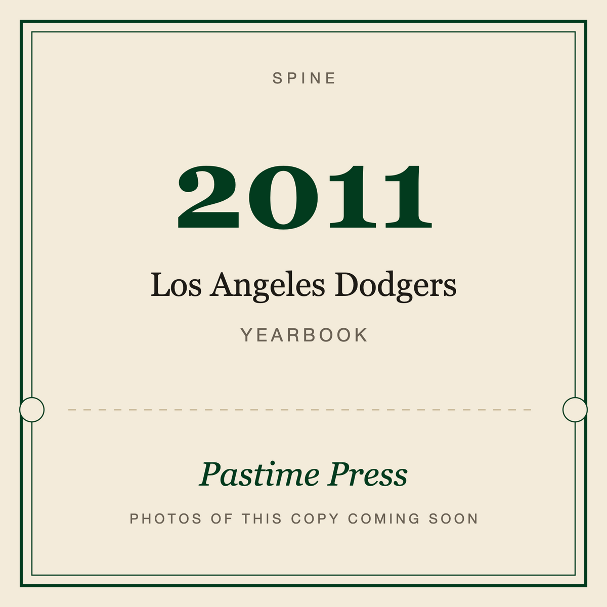 2011 Los Angeles Dodgers Yearbook, spine