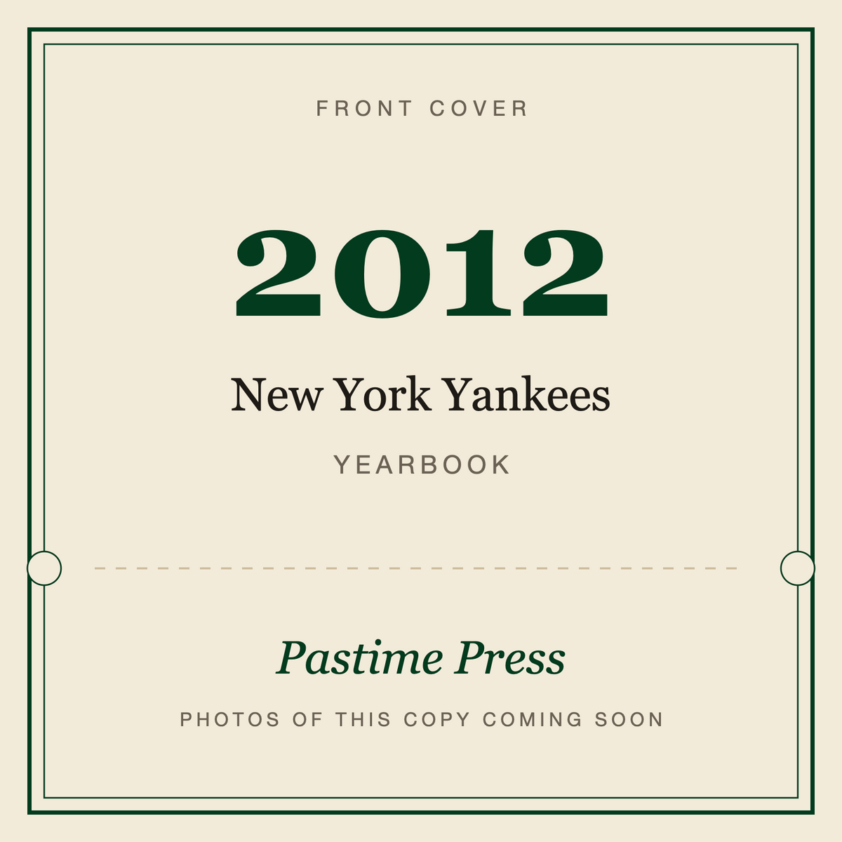 2012 New York Yankees Yearbook, front cover