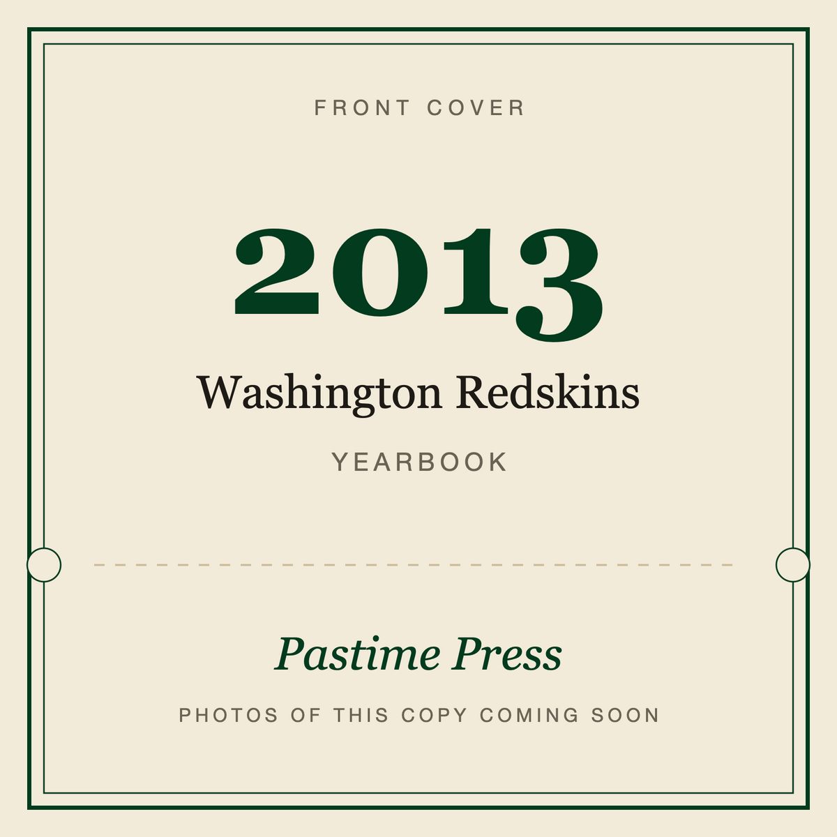 2013 Washington Redskins Yearbook, front cover