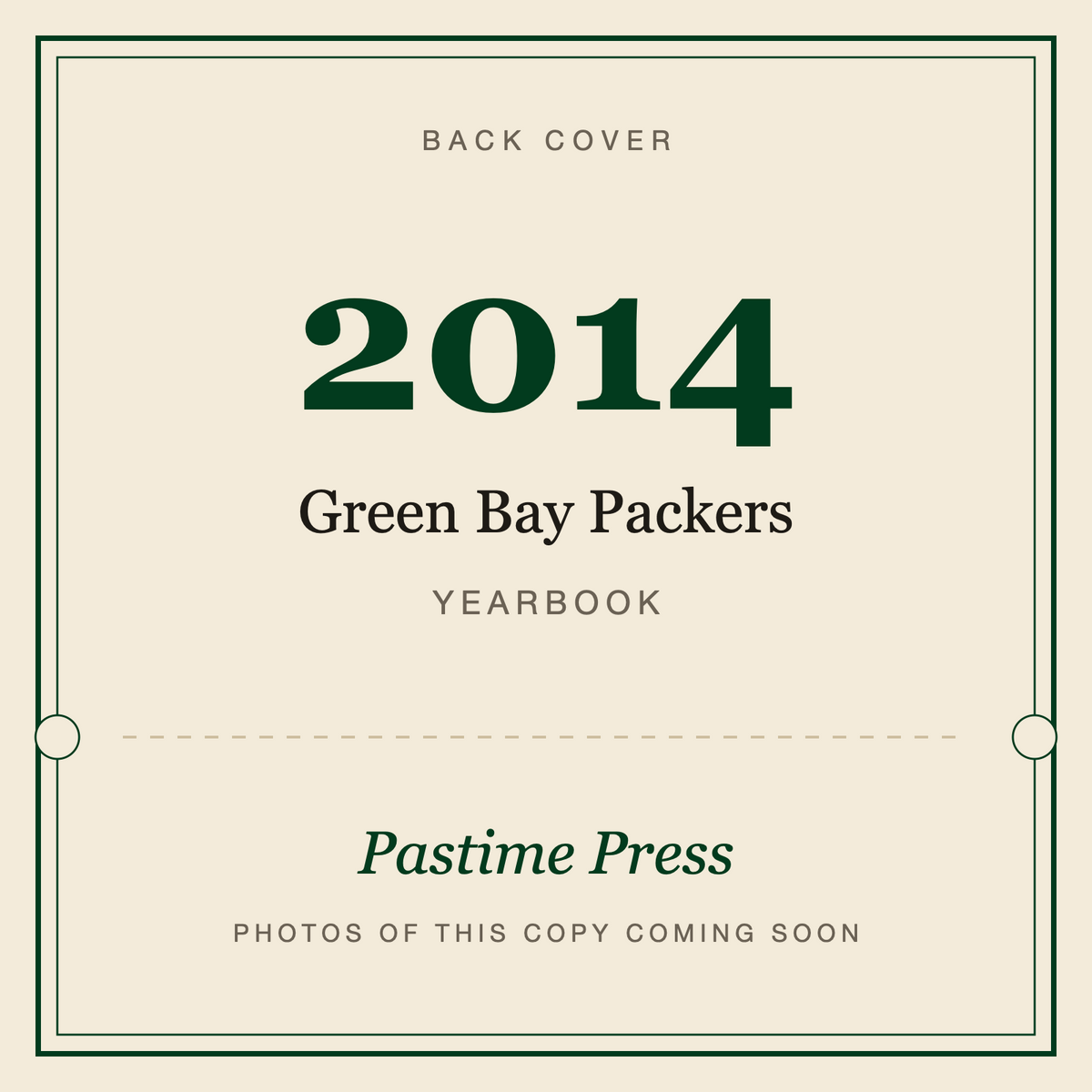2014 Green Bay Packers Yearbook, back cover