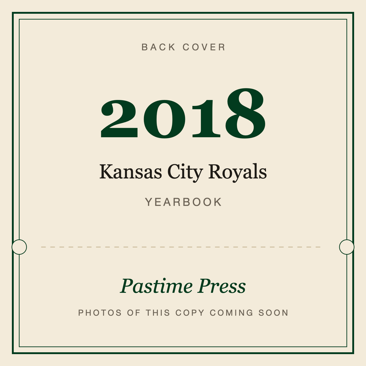 2018 Kansas City Royals Yearbook, back cover