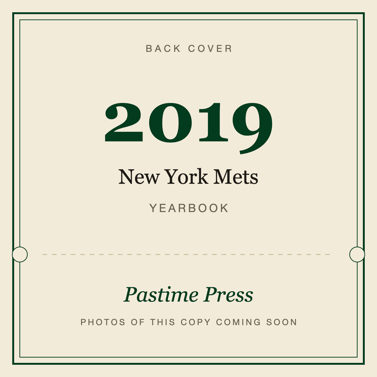 2019 New York Mets Yearbook, back cover