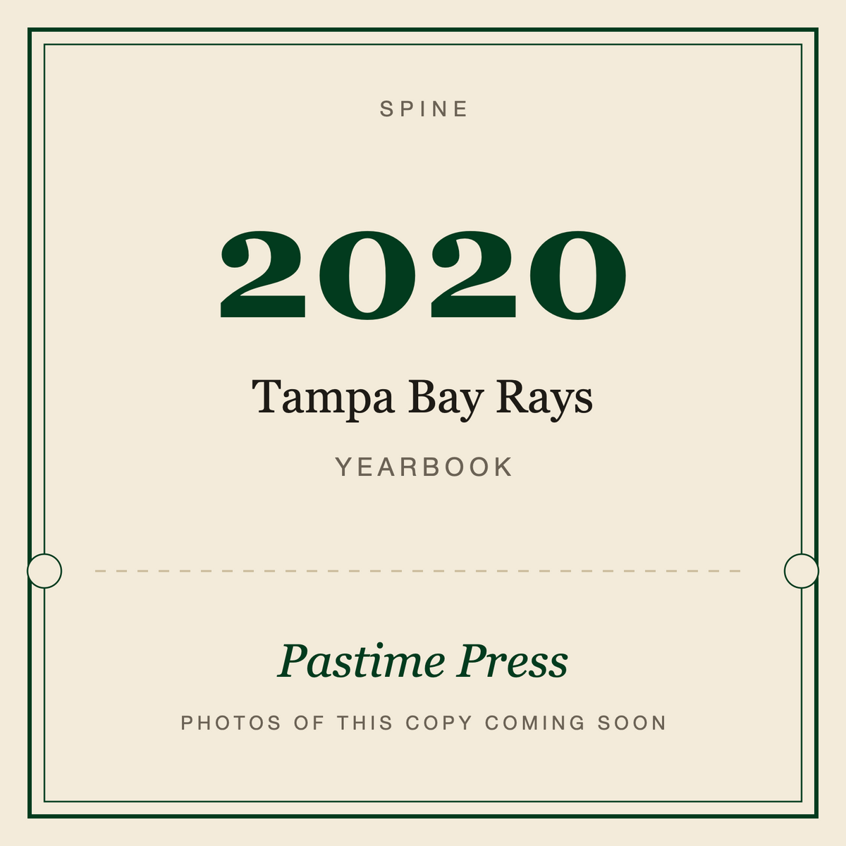 2020 Tampa Bay Rays Yearbook, spine