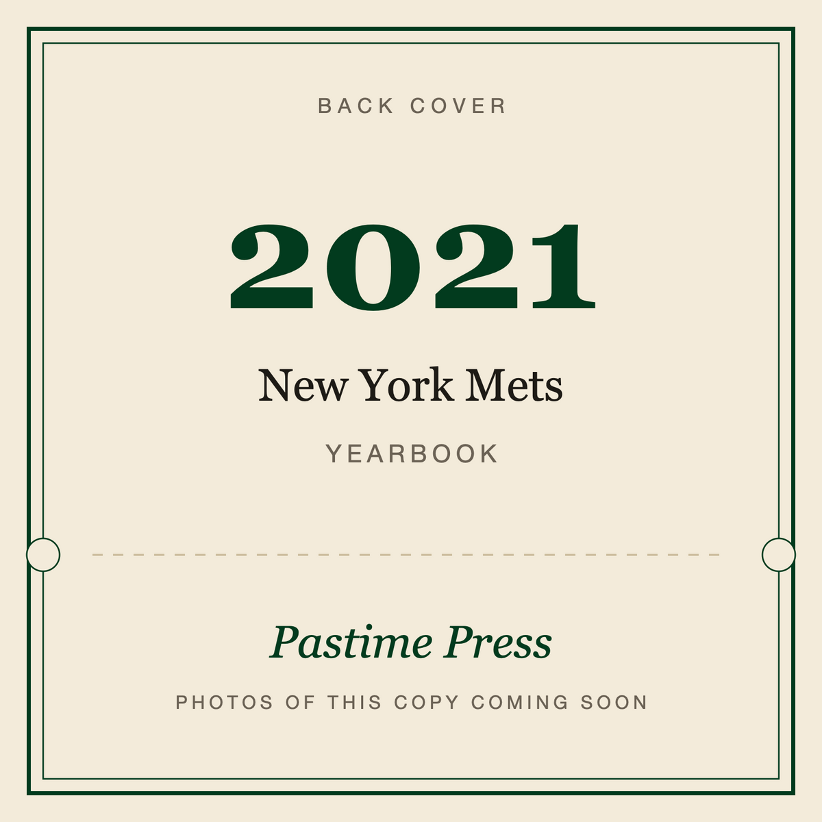 2021 New York Mets Yearbook, back cover
