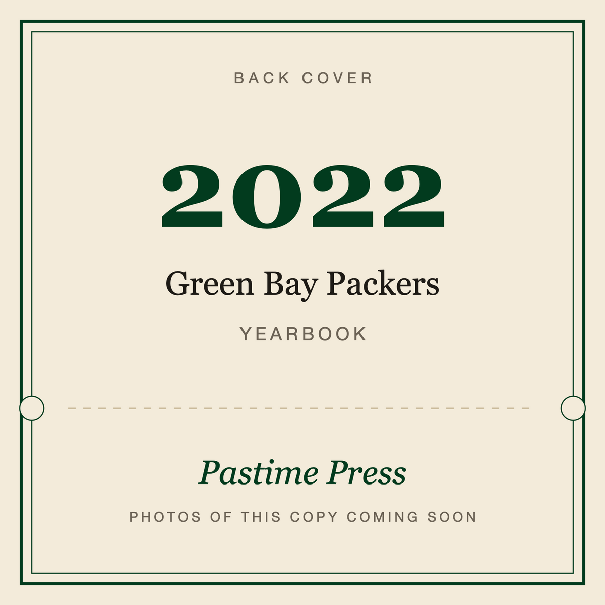2022 Green Bay Packers Yearbook, back cover