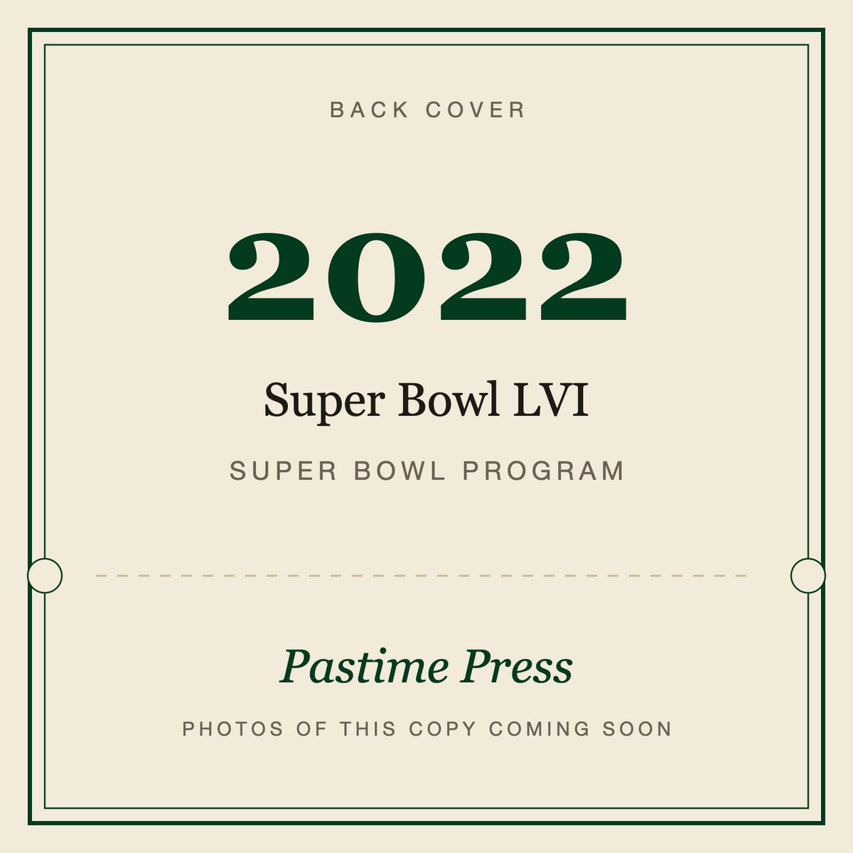 2022 Super Bowl LVI Program, back cover
