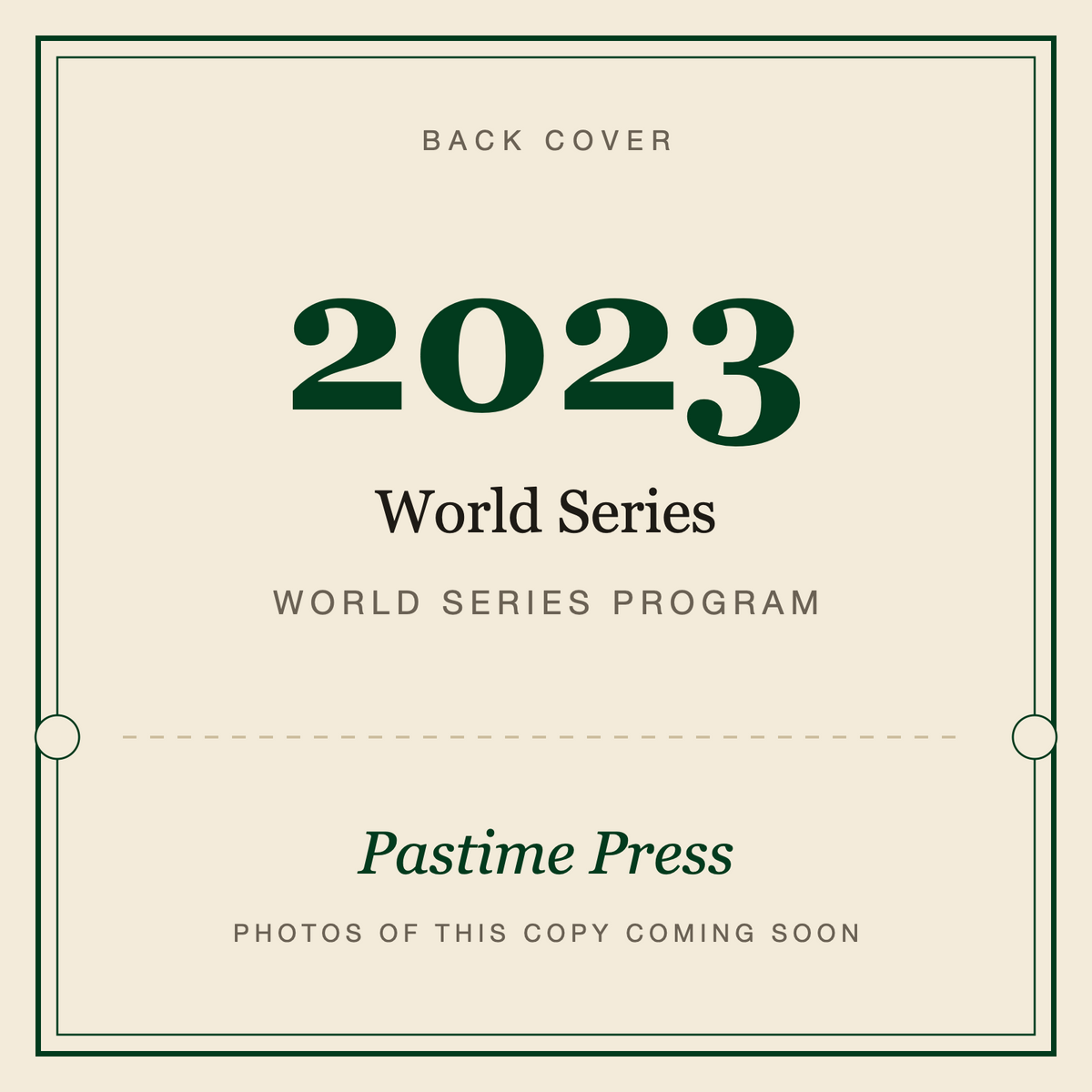 2023 World Series Program, back cover