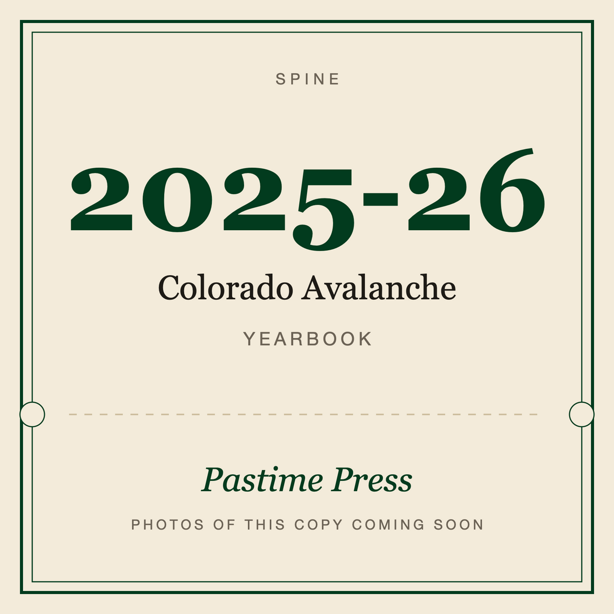 2025-26 Colorado Avalanche Yearbook, spine