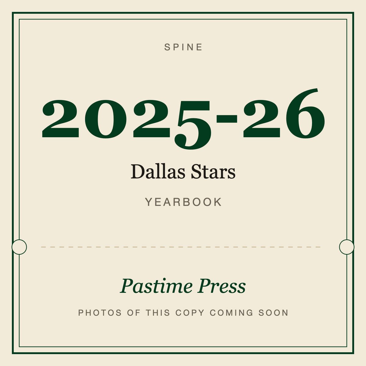 2025-26 Dallas Stars Yearbook, spine