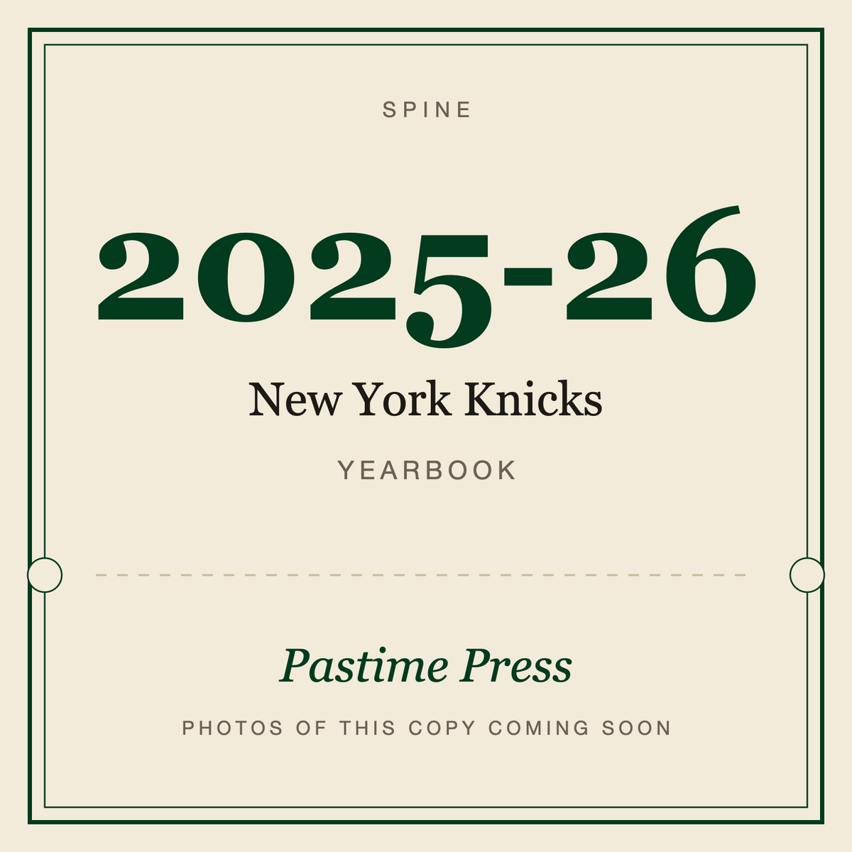 2025-26 New York Knicks Yearbook, spine